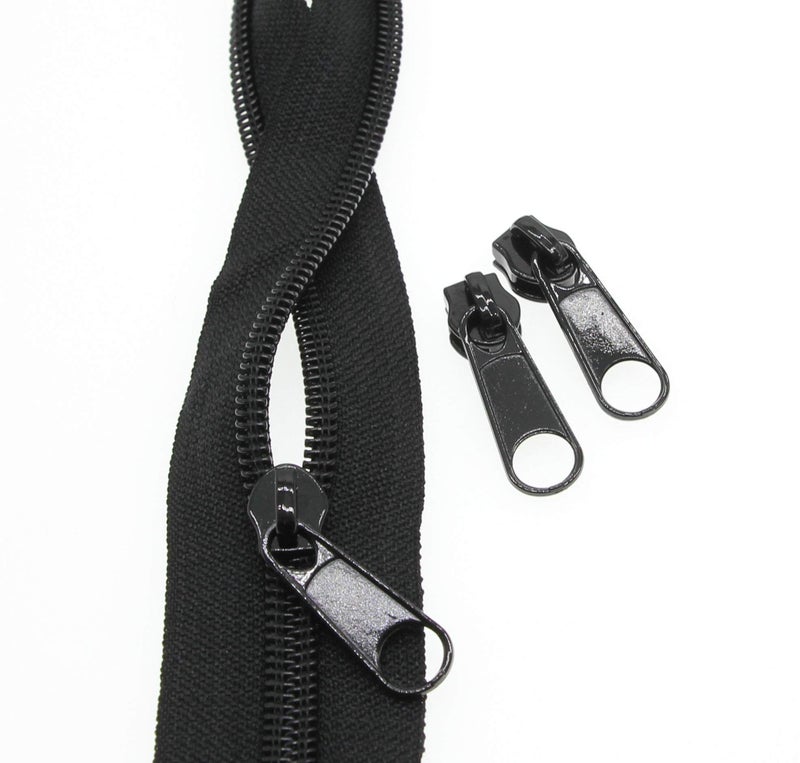 Leekayer #3 Black Nylon Coil Zippers by The Yards Bulk 10 Yards with 25pcs Sliders for DIY Tailor Sewing Craft,Bag,Luggage,Dress,Sofa Cushion,Pillow(Black) - Image 5